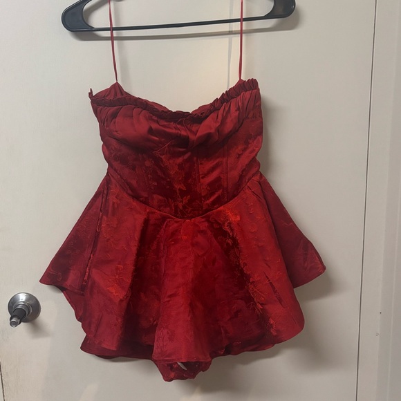 💕Fashion Nova Beau Satin Corset Bloomer Mini Dress - Red💕 - Picture 6 of 11